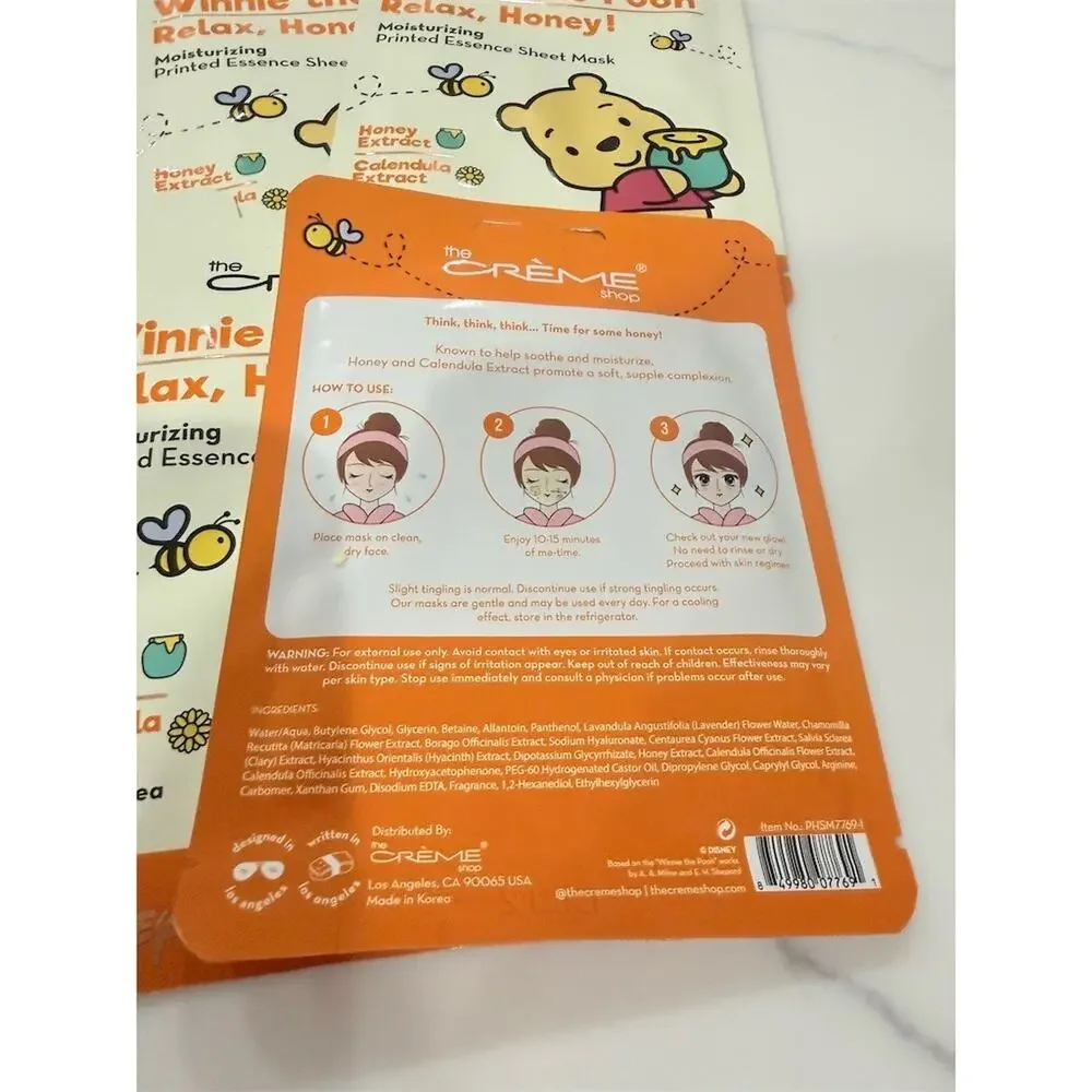 6 pack bundle lot The Crème Shop Disney Winnie the Pooh Relax Honey Sheet Mask
